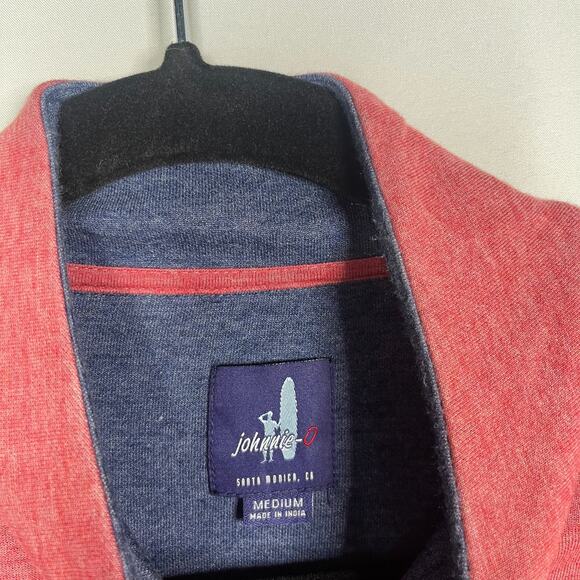 Johnnie-O Mens M Red Blossom Sully Quarter Zip Pullover Sweatshirt Cotton Modal - Picture 6 of 8